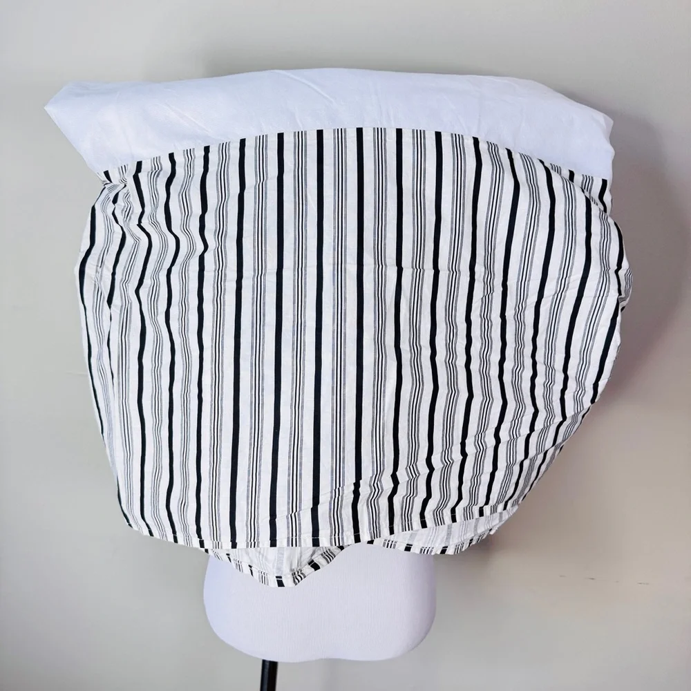 Ralph Lauren Queen Size Vintage Striped Bedskirt Black White 100% Cotton